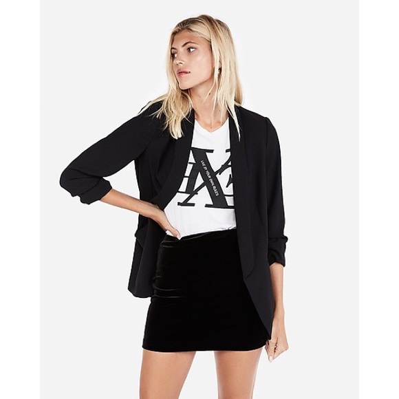 Express Dresses & Skirts - Express Black High Waisted Velvet Mini Skirt